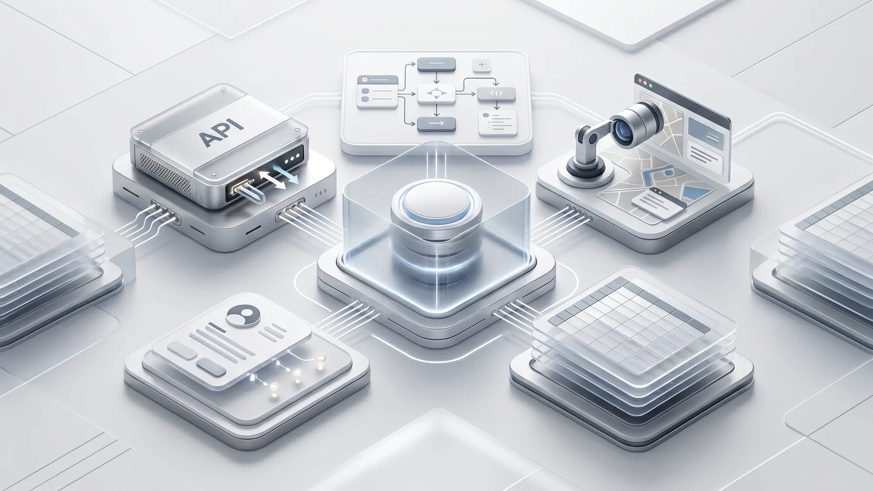A modern buyer guide scene with ranked local lead generation tool categories and business records.