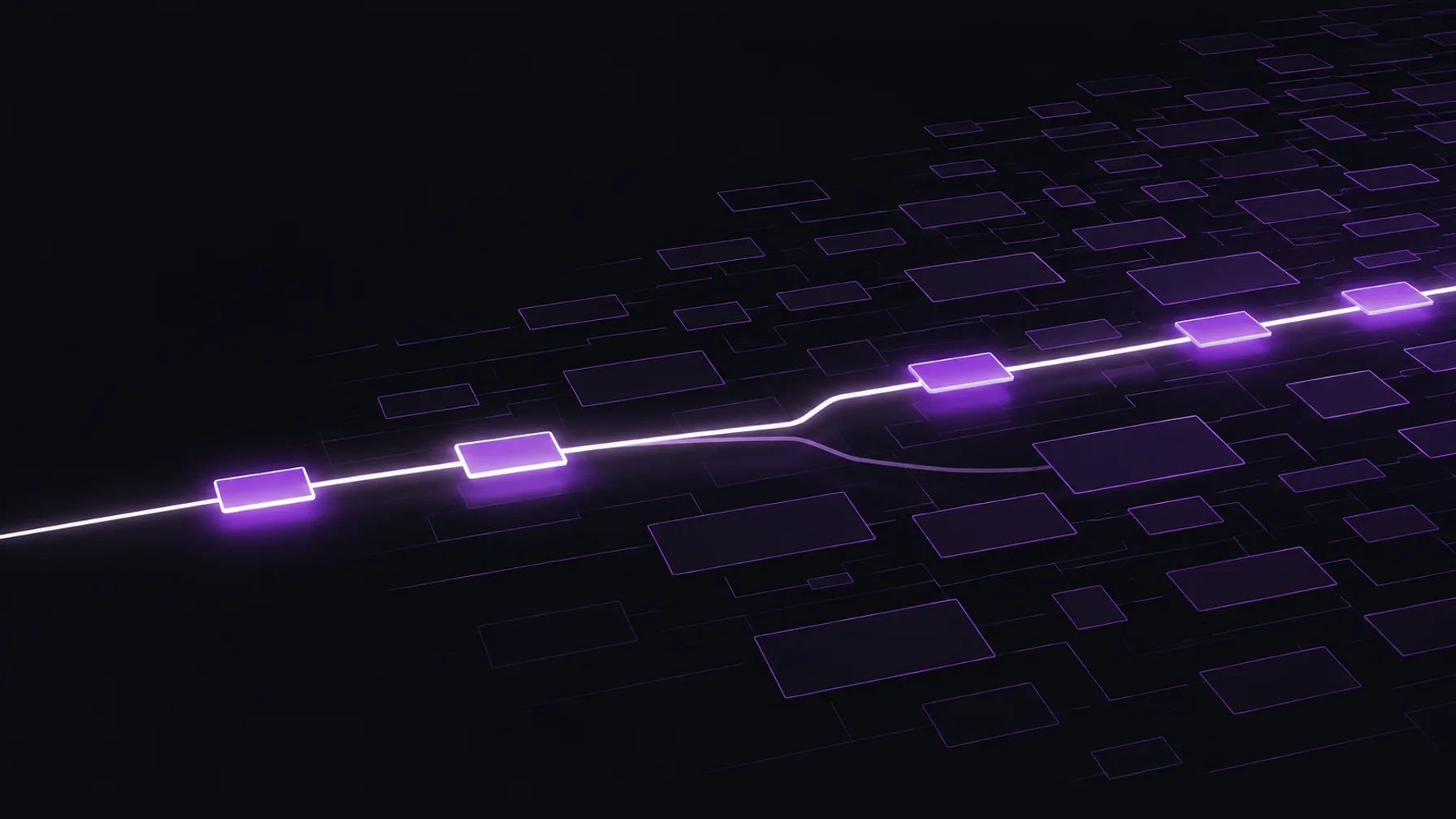A structured field of business records with one differently weighted path running through it, standing for choosing one data source over another.